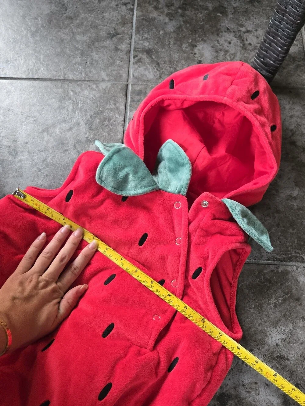 Pottery Barn Kids Strawberry Halloween Costume Snap Baby Onesie 12-24 Months